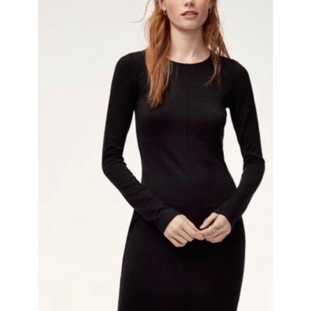 Aritzia Wilfred Free Garima Long Sleev Black Dress Size Large New With Tags